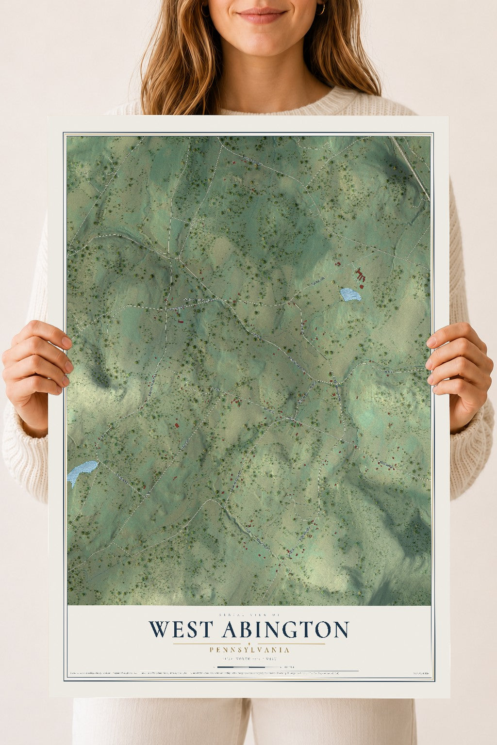 Map of West Abington, Pennsylvania, 18 x 24 inch unframed archival matte print