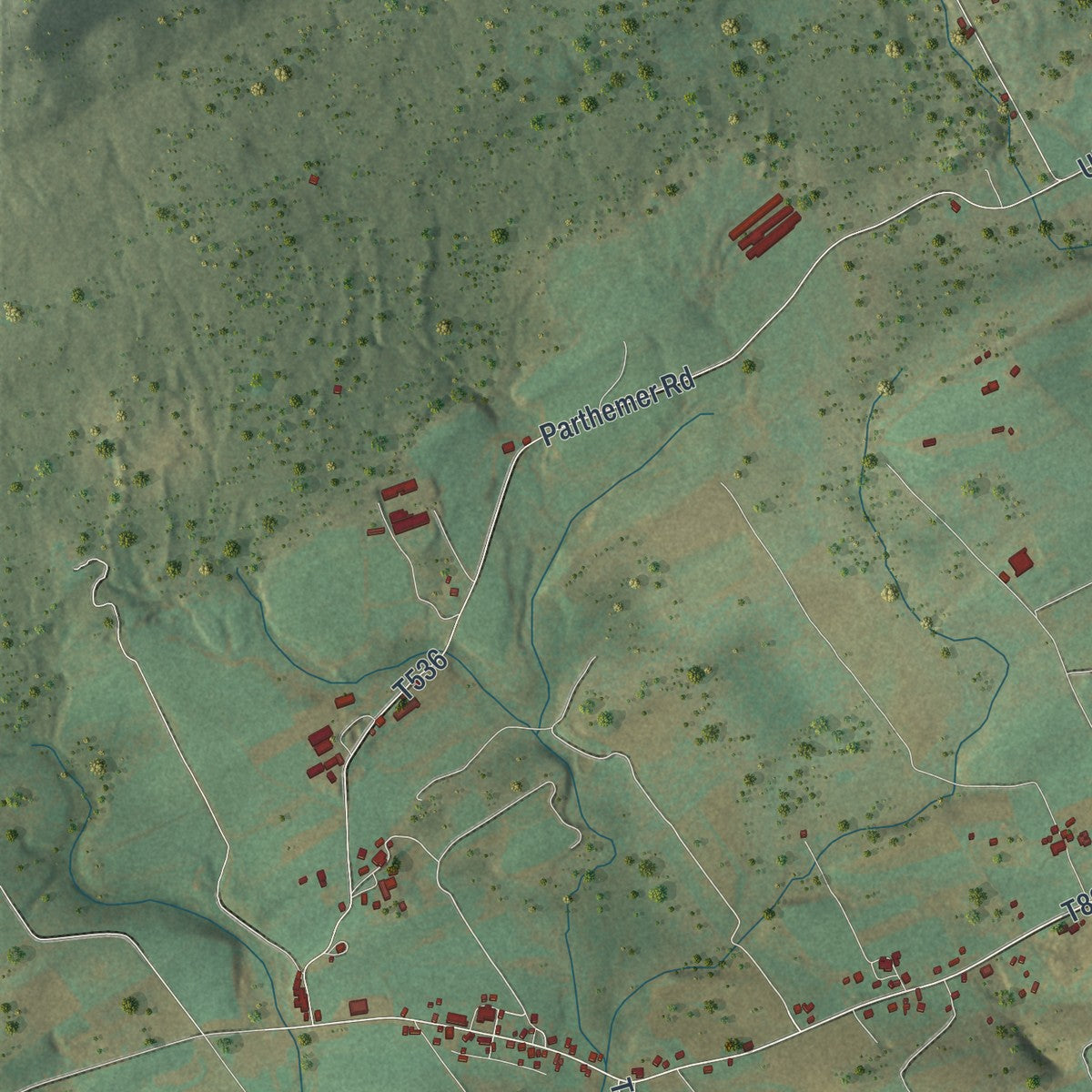 Close-up of the map of West Beaver, Pennsylvania print showing street and building detail