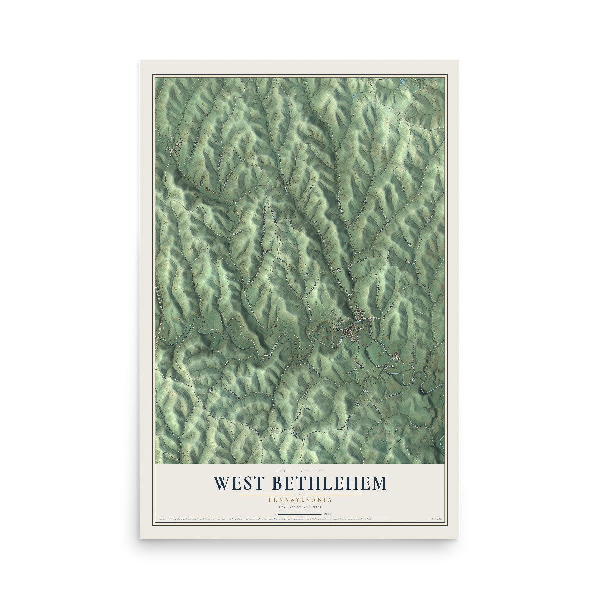 Map of West Bethlehem, Pennsylvania, 12 x 18 inch unframed archival matte print