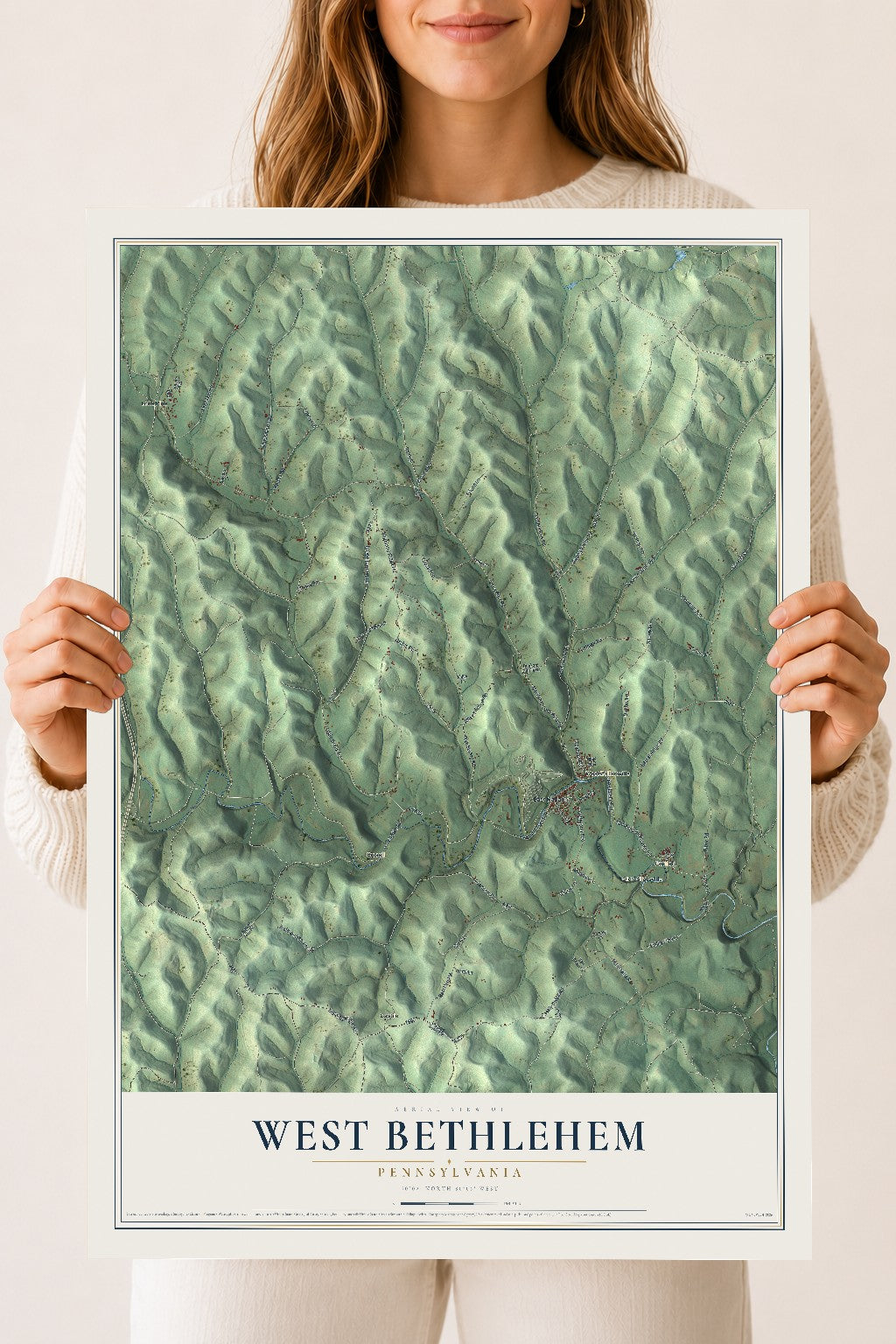 Map of West Bethlehem, Pennsylvania, 18 x 24 inch unframed archival matte print