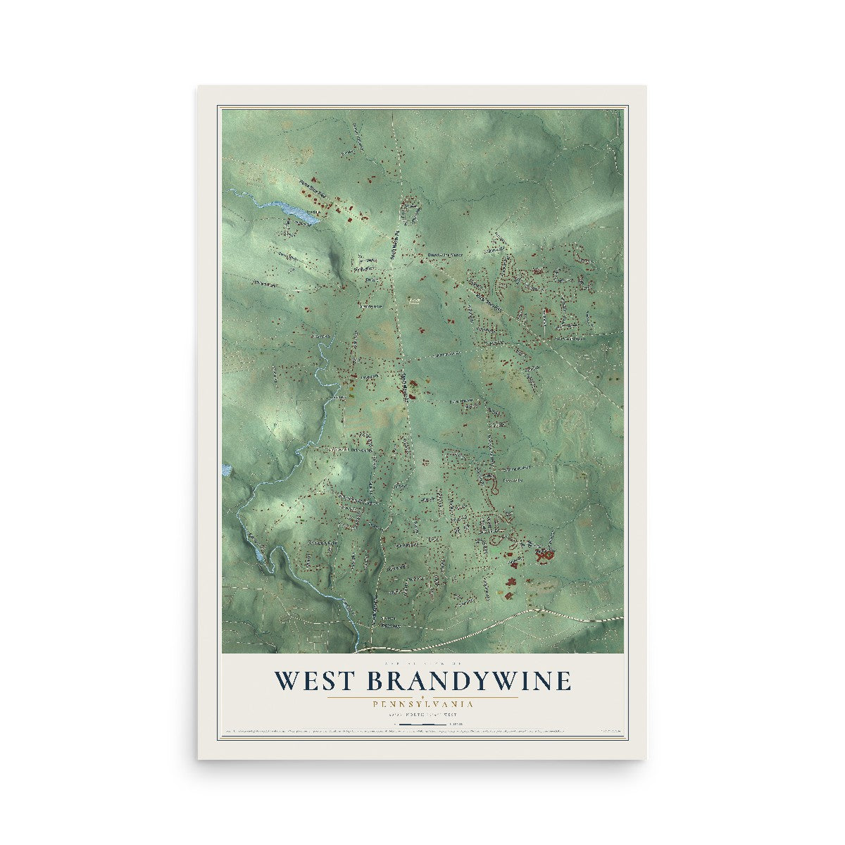 Map of West Brandywine, Pennsylvania, 12 x 18 inch unframed archival matte print