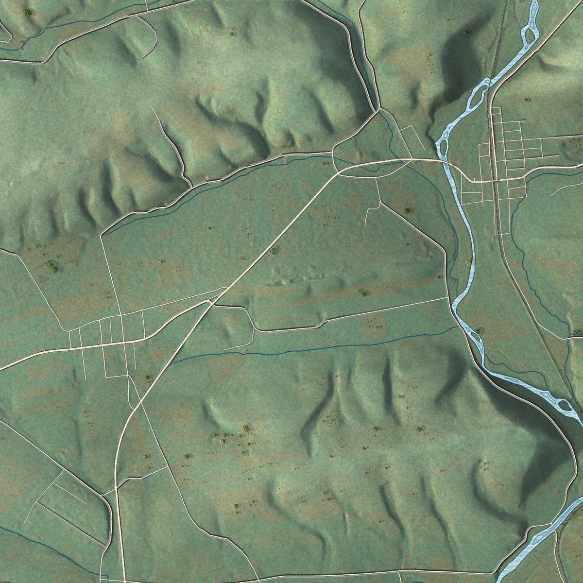Second close-up of the map of West Brunswick, Pennsylvania print showing more streets and buildings