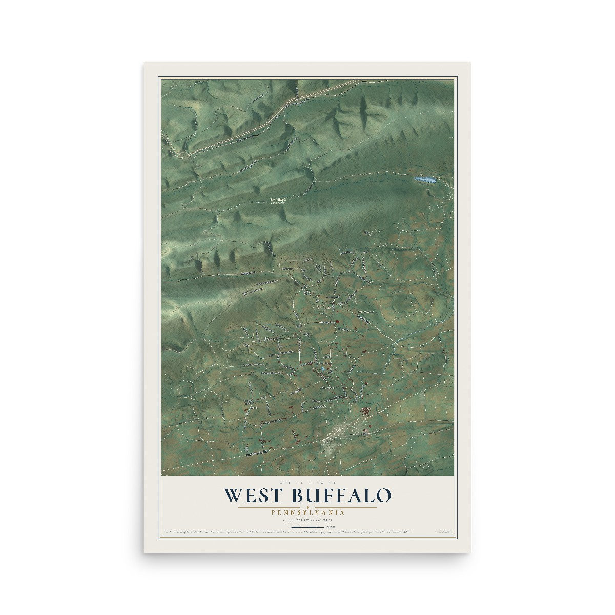 Map of West Buffalo, Pennsylvania, 12 x 18 inch unframed archival matte print