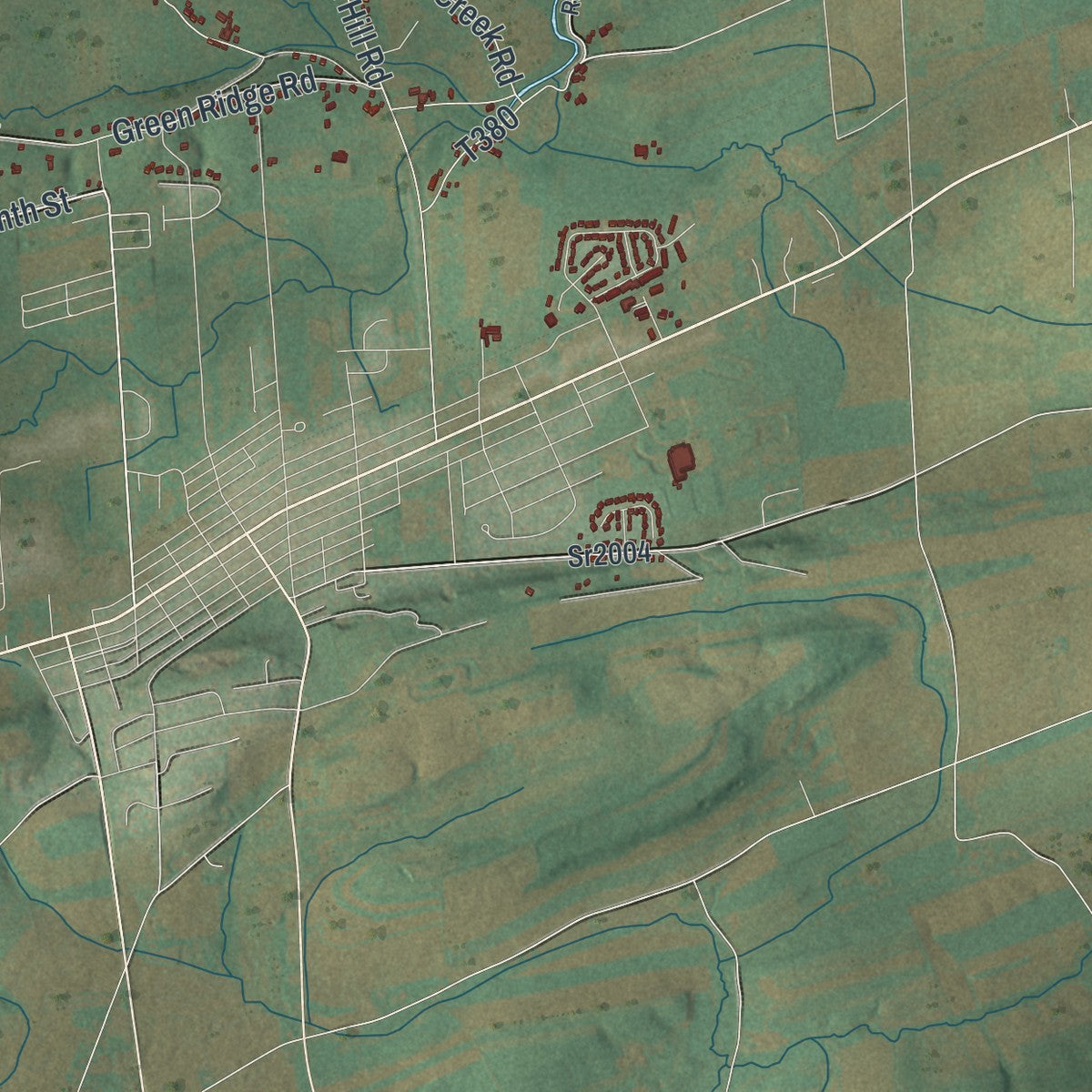 Second close-up of the map of West Buffalo, Pennsylvania print showing more streets and buildings
