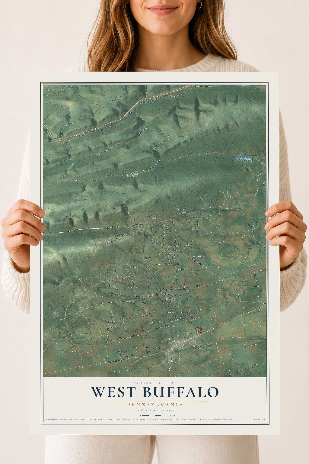 Map of West Buffalo, Pennsylvania, 18 x 24 inch unframed archival matte print