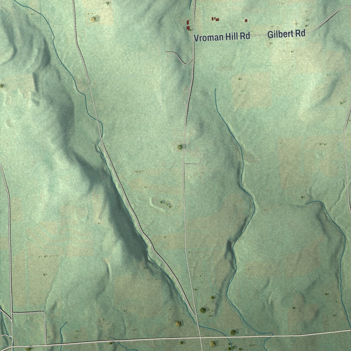 Close-up of the map of West Burlington, Pennsylvania print showing street and building detail