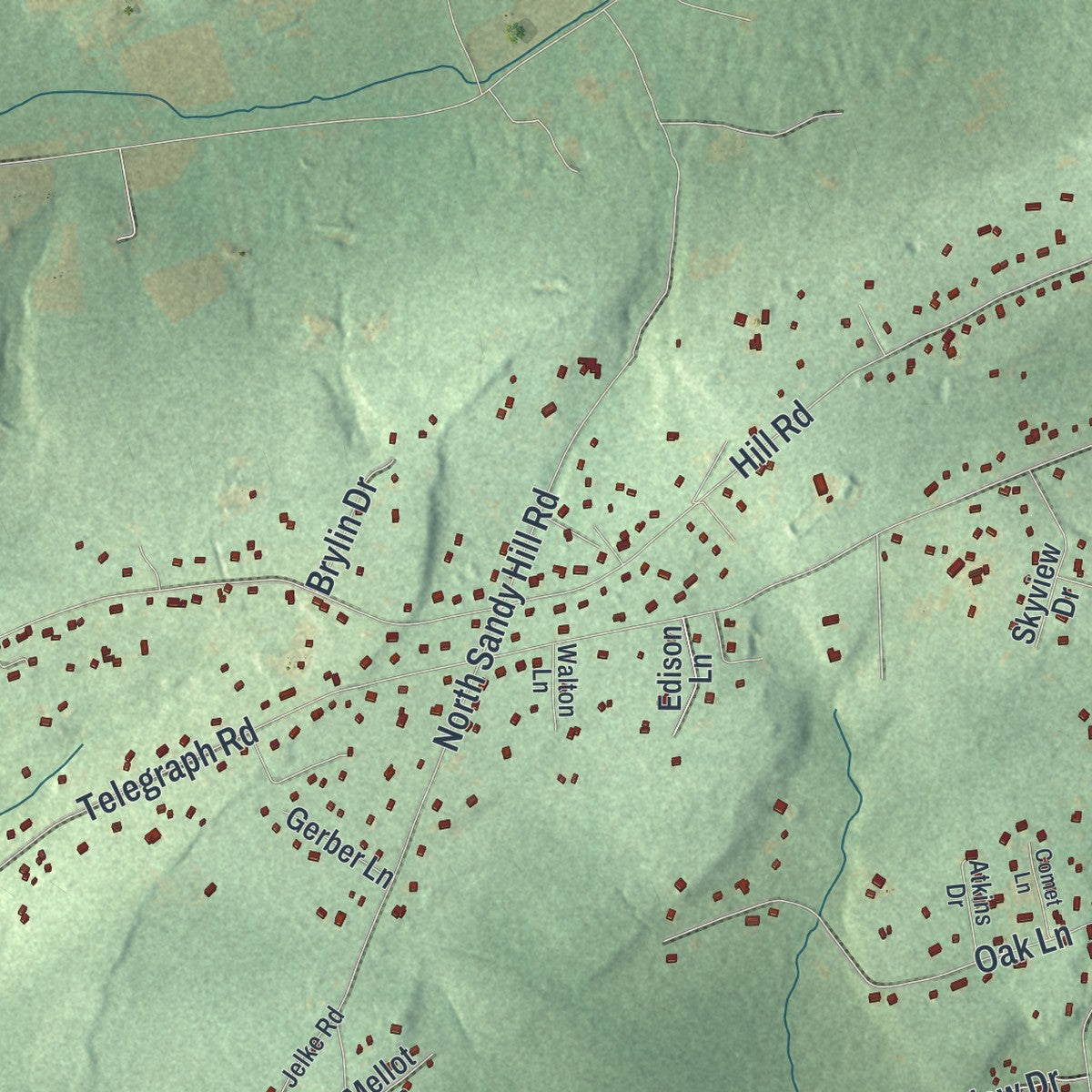 Second close-up of the map of West Caln, Pennsylvania print showing more streets and buildings