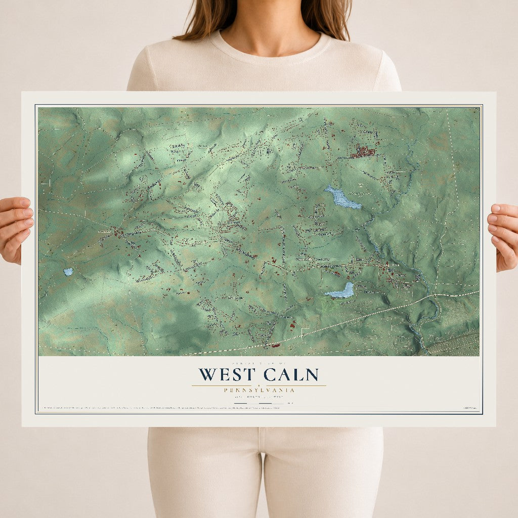 Map of West Caln, Pennsylvania, 18 x 24 inch unframed archival matte print