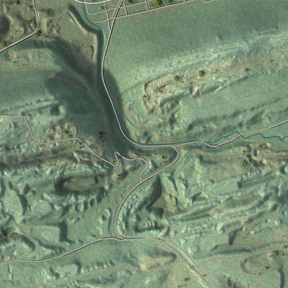 Second close-up of the map of West Cameron, Pennsylvania print showing more streets and buildings