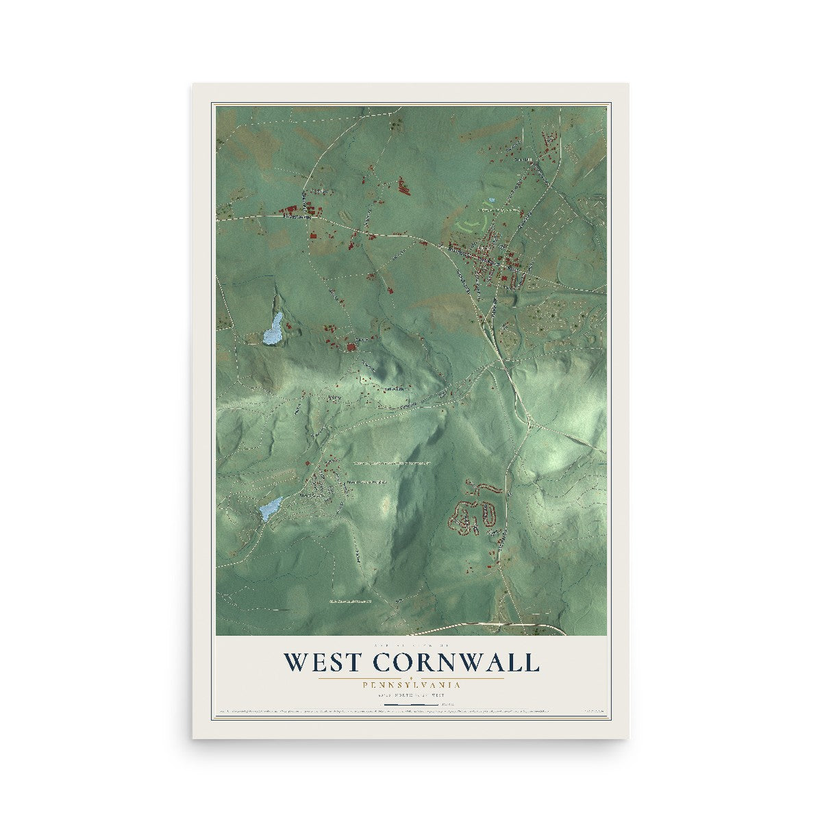 Map of West Cornwall, Pennsylvania, 12 x 18 inch unframed archival matte print