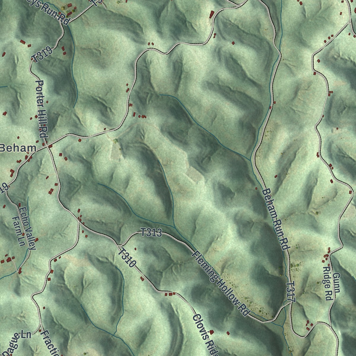 Close-up of the map of West Finley, Pennsylvania print showing street and building detail