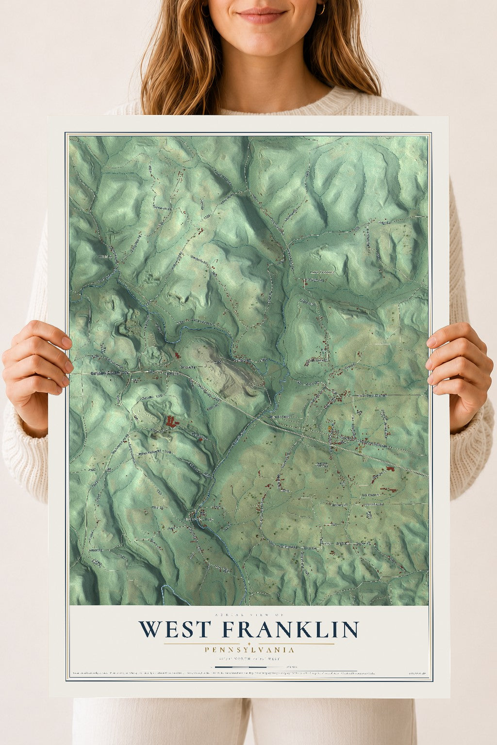 Map of West Franklin, Pennsylvania, 18 x 24 inch unframed archival matte print