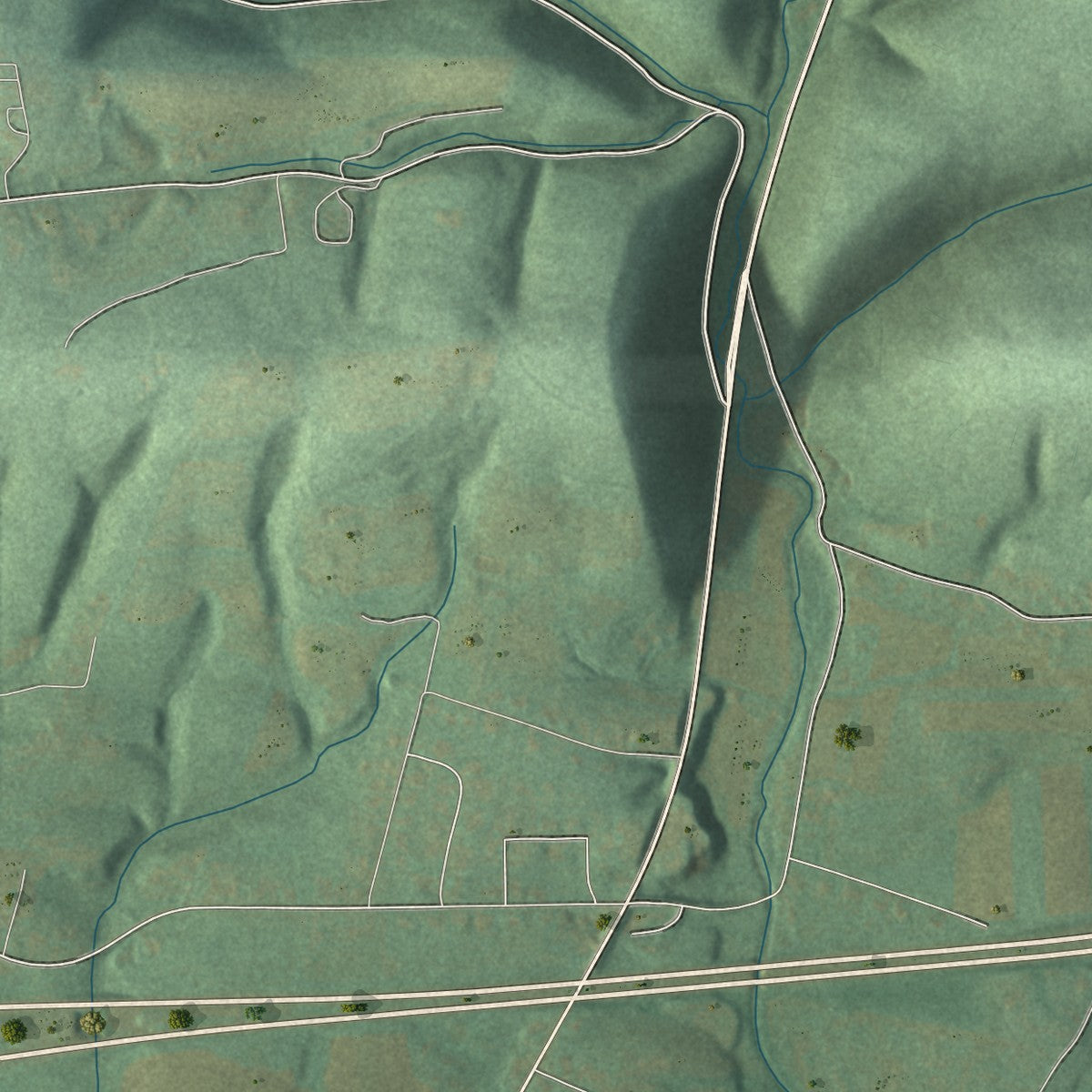 Close-up of the map of West Hemlock, Pennsylvania print showing street and building detail