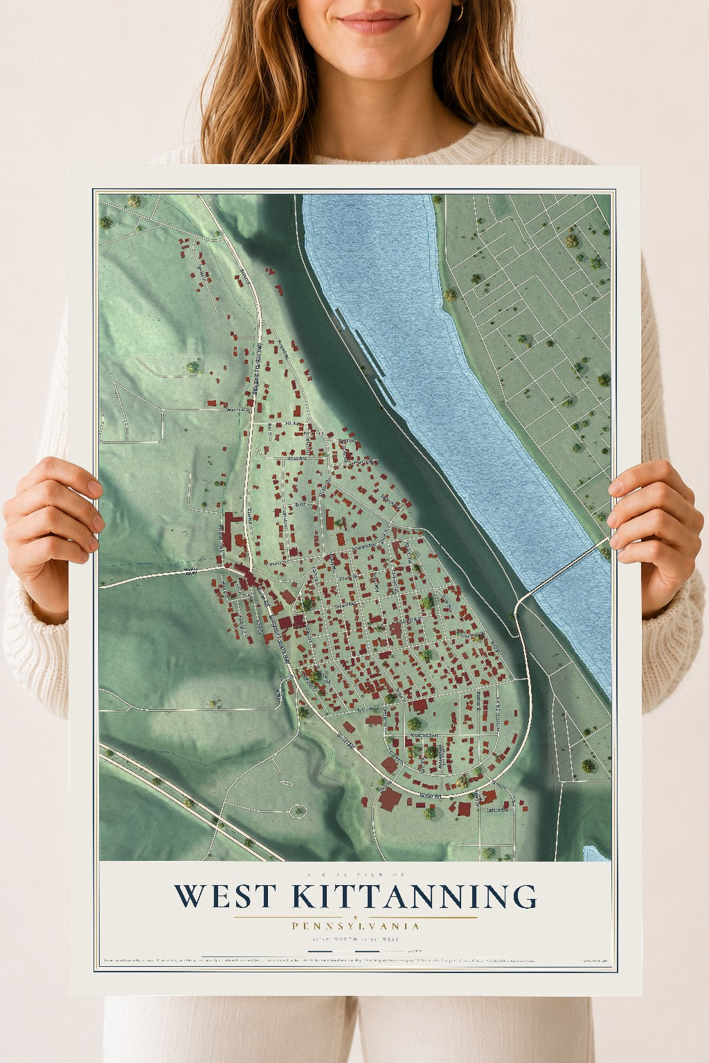 Map of West Kittanning, Pennsylvania, 18 x 24 inch unframed archival matte print