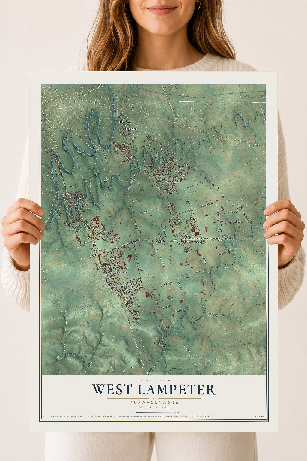 Map of West Lampeter, Pennsylvania, 18 x 24 inch unframed archival matte print