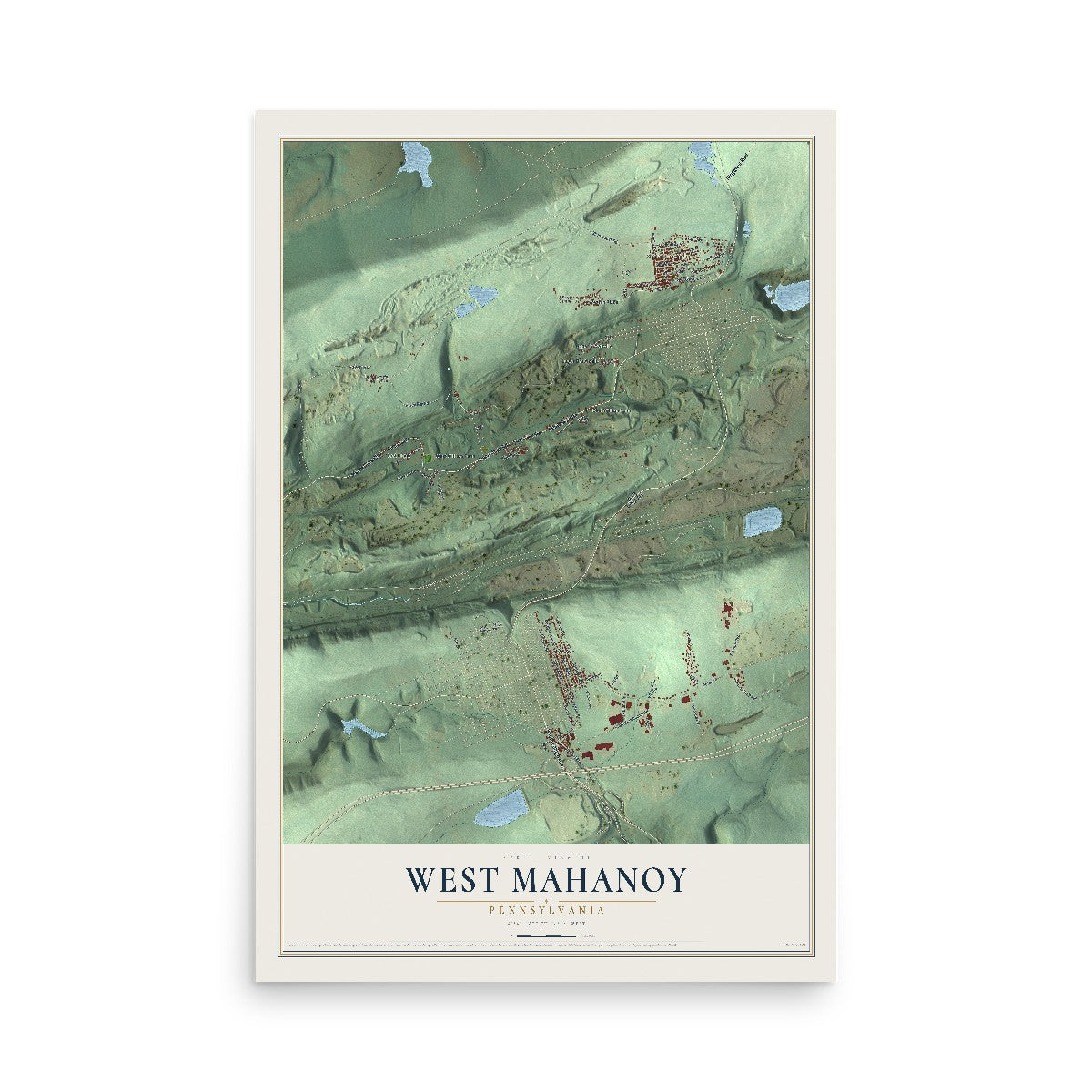 Map of West Mahanoy, Pennsylvania, 12 x 18 inch unframed archival matte print