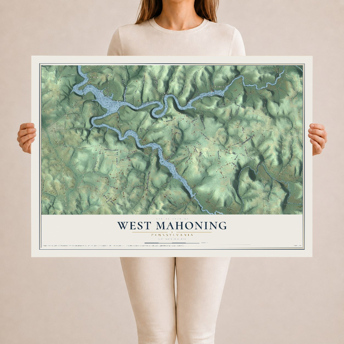 Map of West Mahoning, Pennsylvania, 24 x 36 inch unframed archival matte print