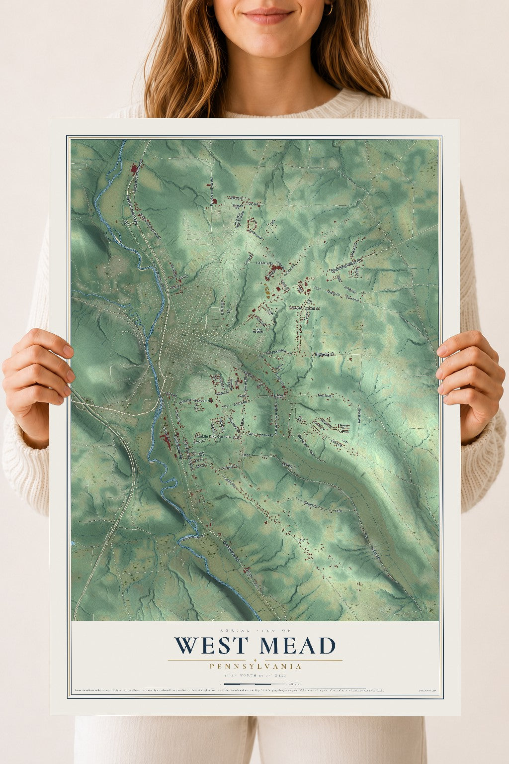 Map of West Mead, Pennsylvania, 18 x 24 inch unframed archival matte print