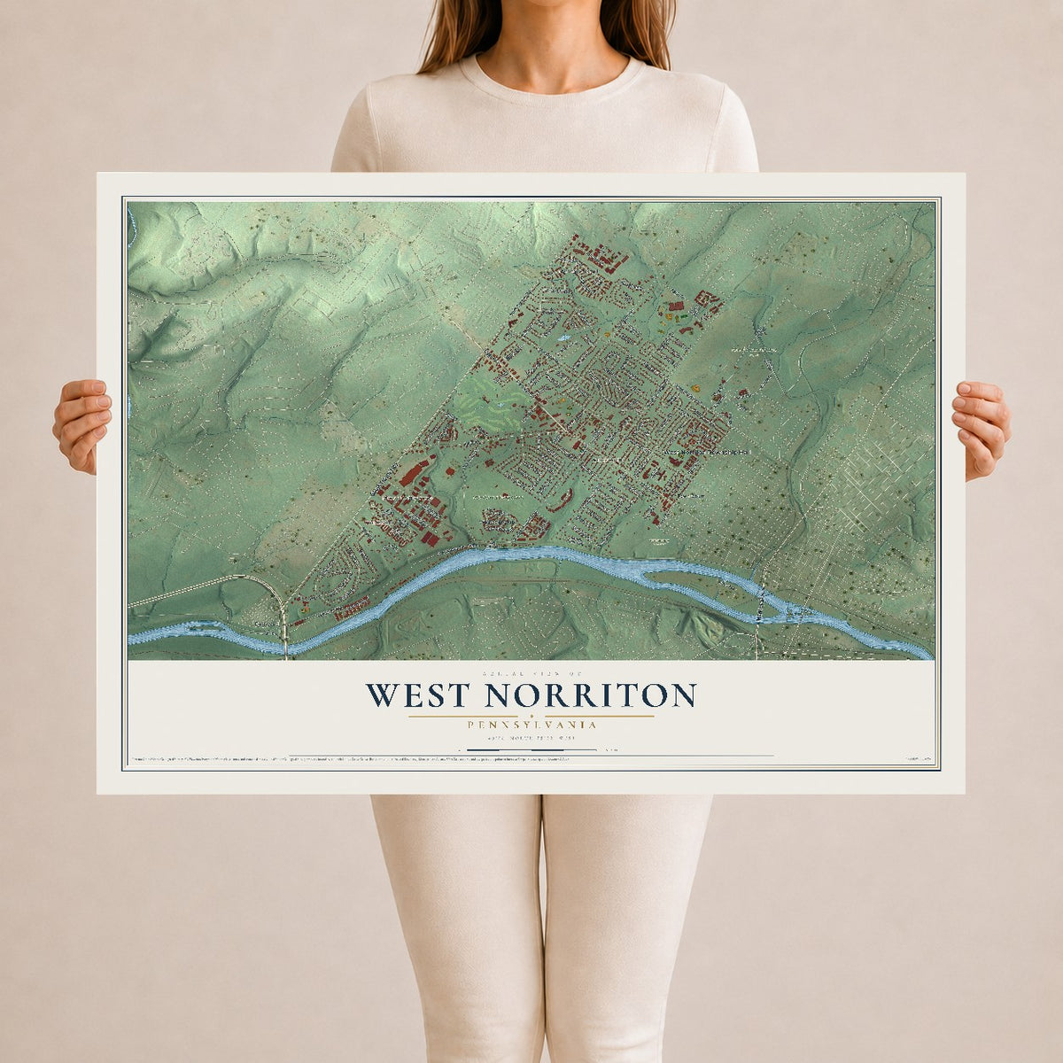 Map of West Norriton, Pennsylvania, 24 x 36 inch unframed archival matte print