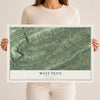 Map of West Penn, Pennsylvania, 12 x 18 inch unframed archival matte print