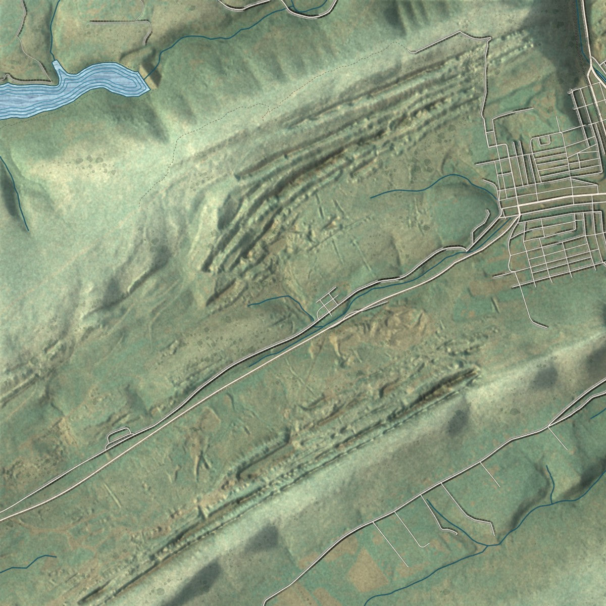 Close-up of the map of West Penn, Pennsylvania print showing street and building detail