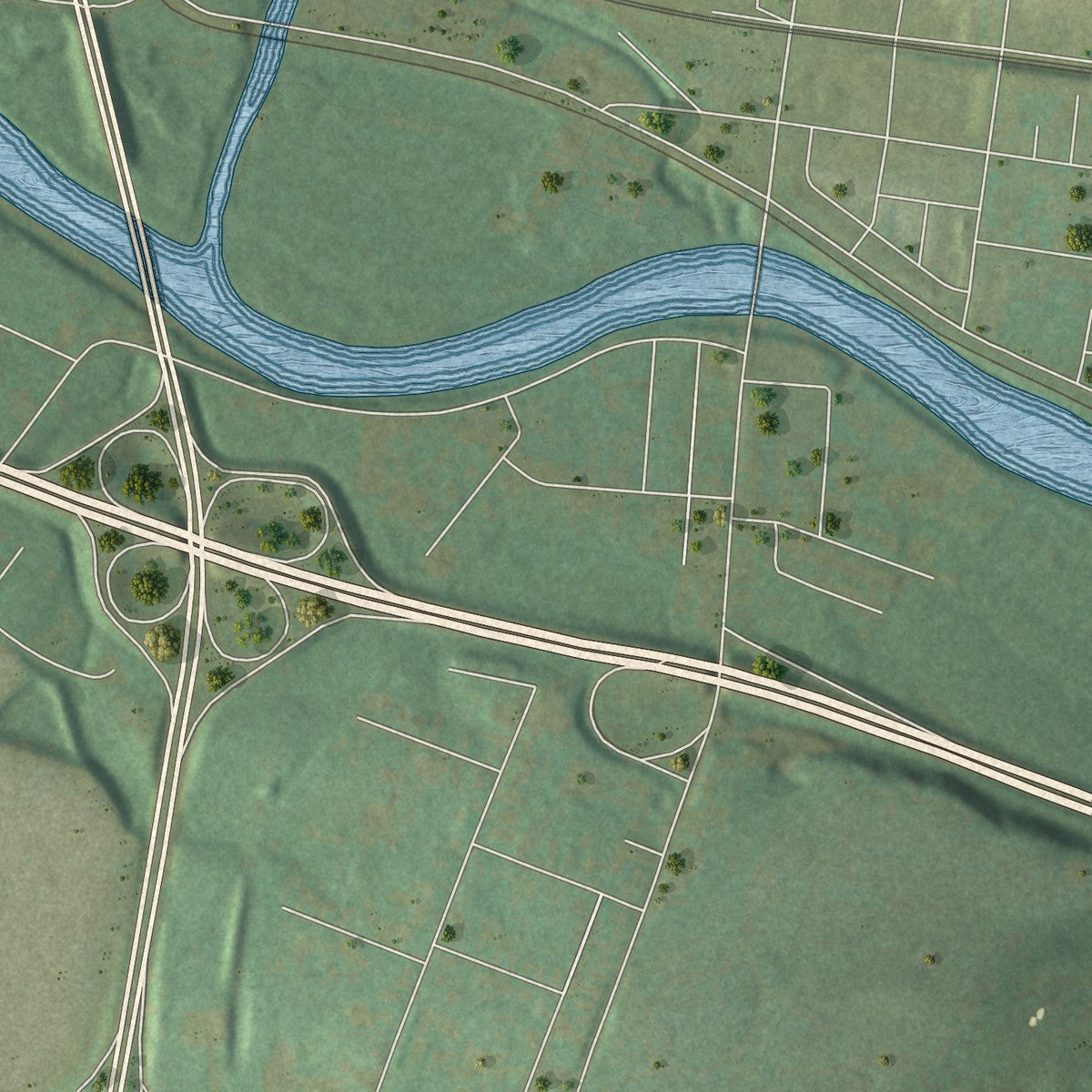 Second close-up of the map of West Pottsgrove, Pennsylvania print showing more streets and buildings