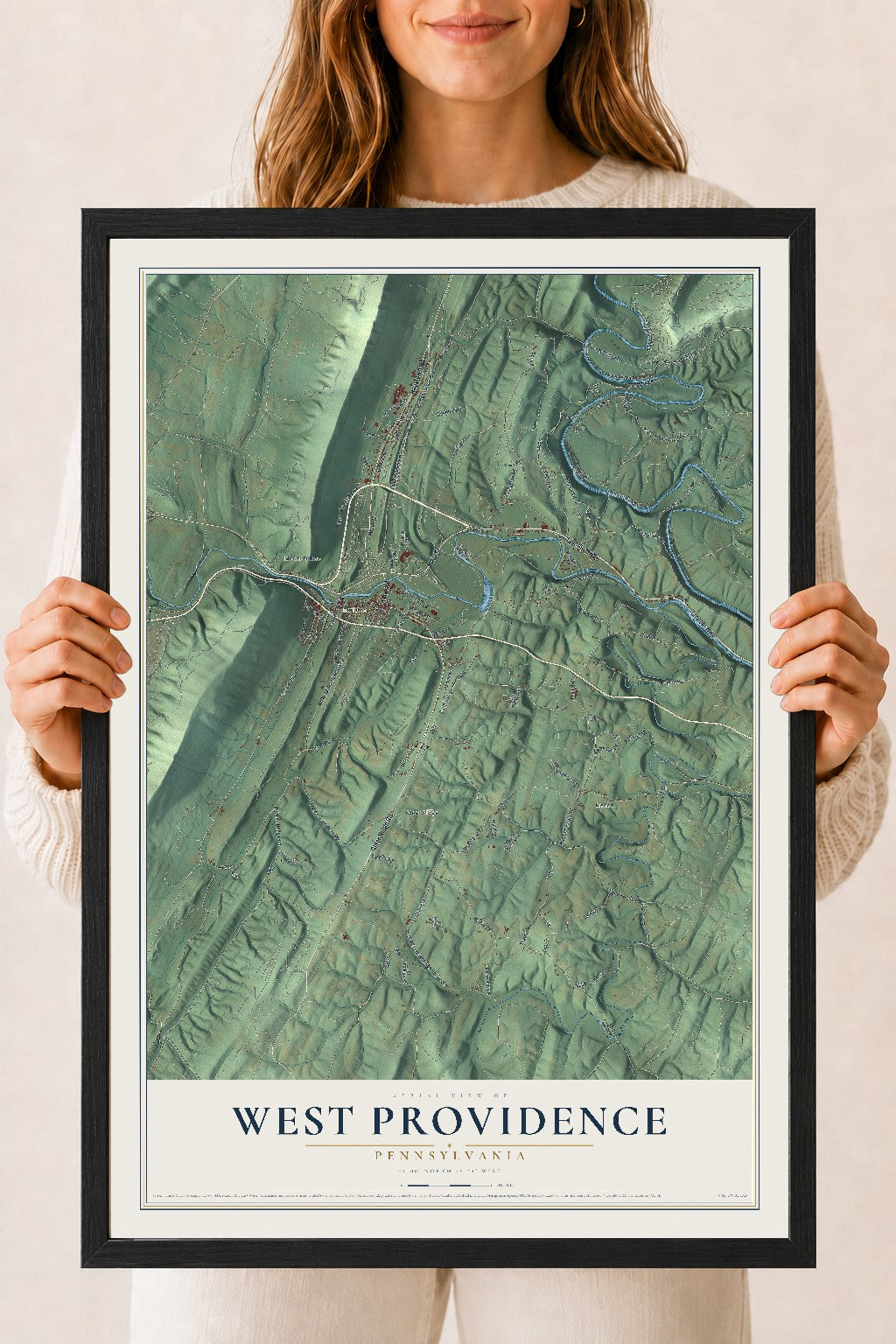 Map of West Providence, Pennsylvania, 18 x 24 inch print in a black wood frame