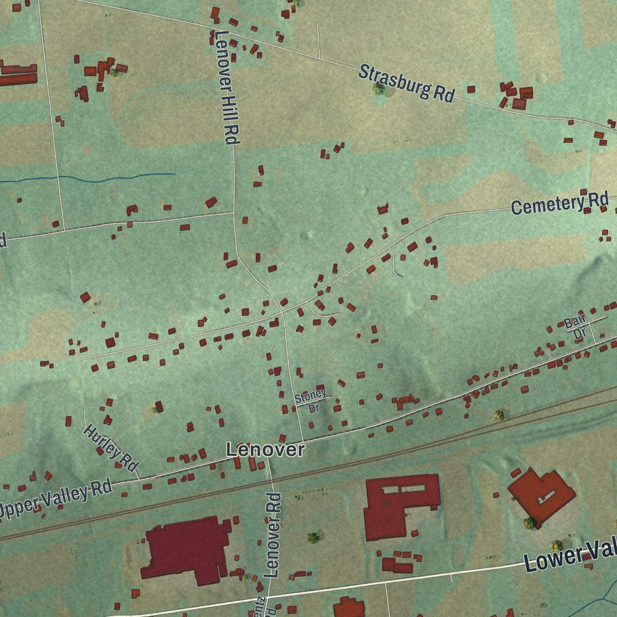 Second close-up of the map of West Sadsbury, Pennsylvania print showing more streets and buildings