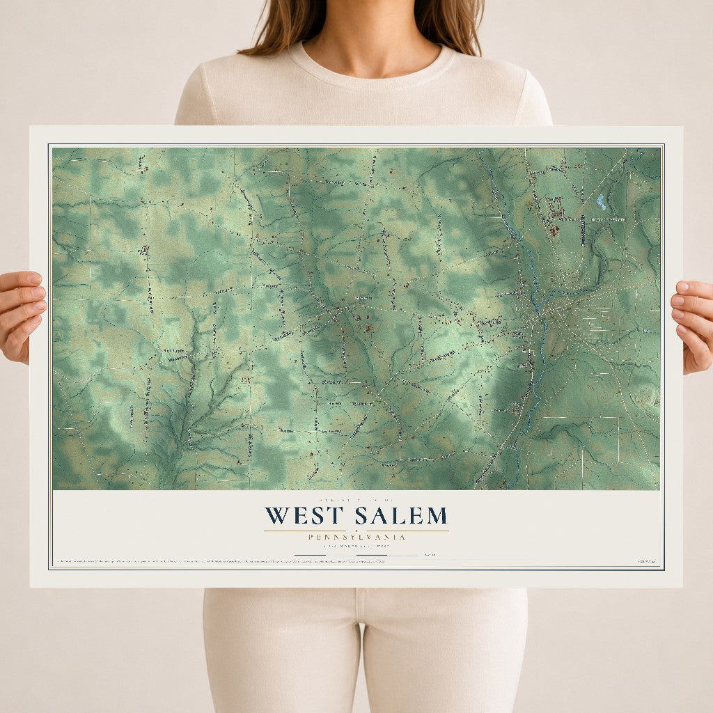 Map of West Salem, Pennsylvania, 18 x 24 inch unframed archival matte print