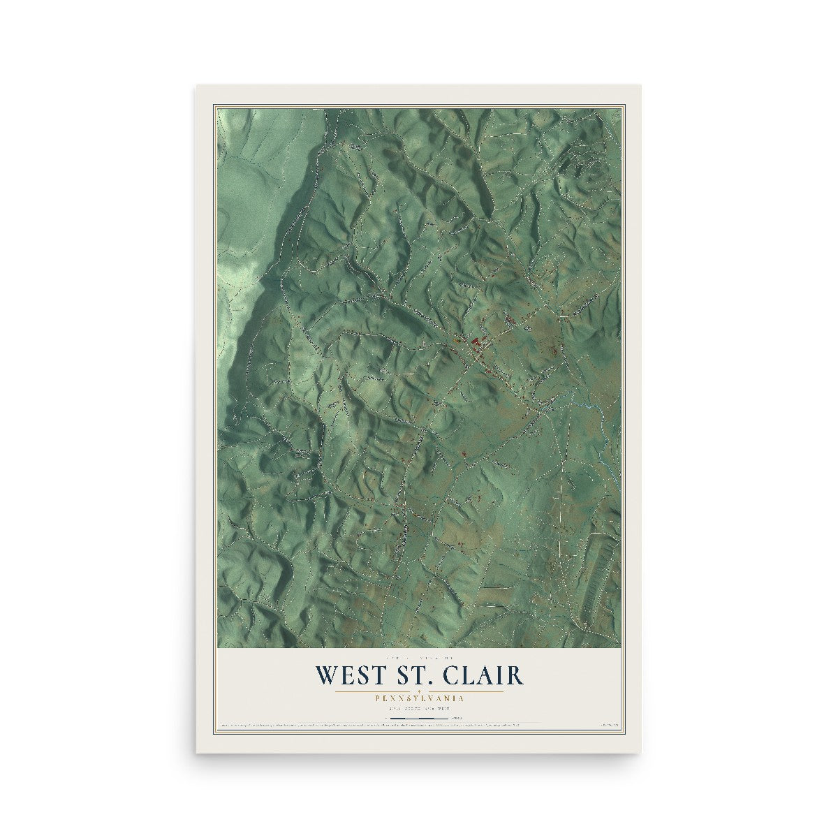 Map of West St. Clair, Pennsylvania, 12 x 18 inch unframed archival matte print