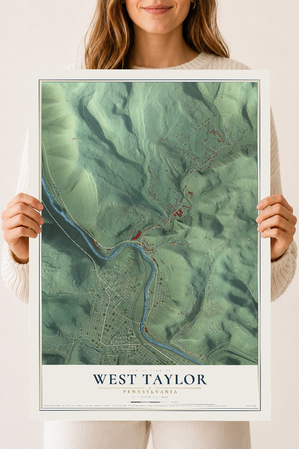 Map of West Taylor, Pennsylvania, 18 x 24 inch unframed archival matte print
