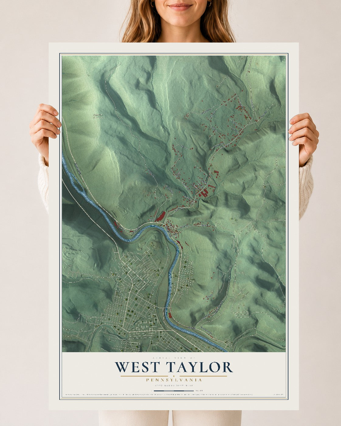 Map of West Taylor, Pennsylvania, 24 x 36 inch unframed archival matte print
