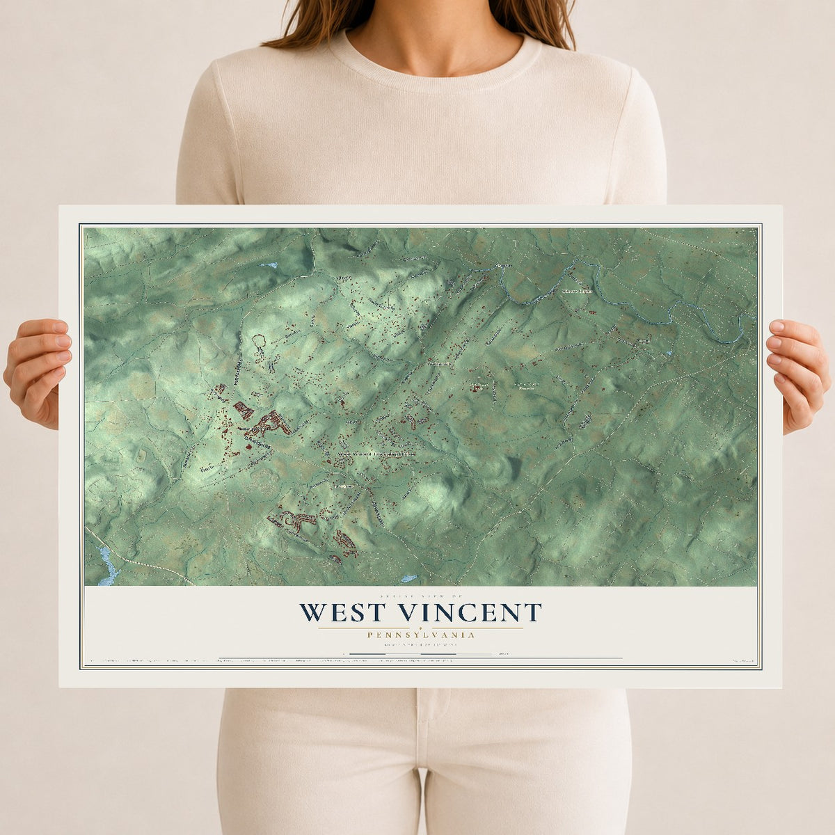 Map of West Vincent, Pennsylvania, 12 x 18 inch unframed archival matte print