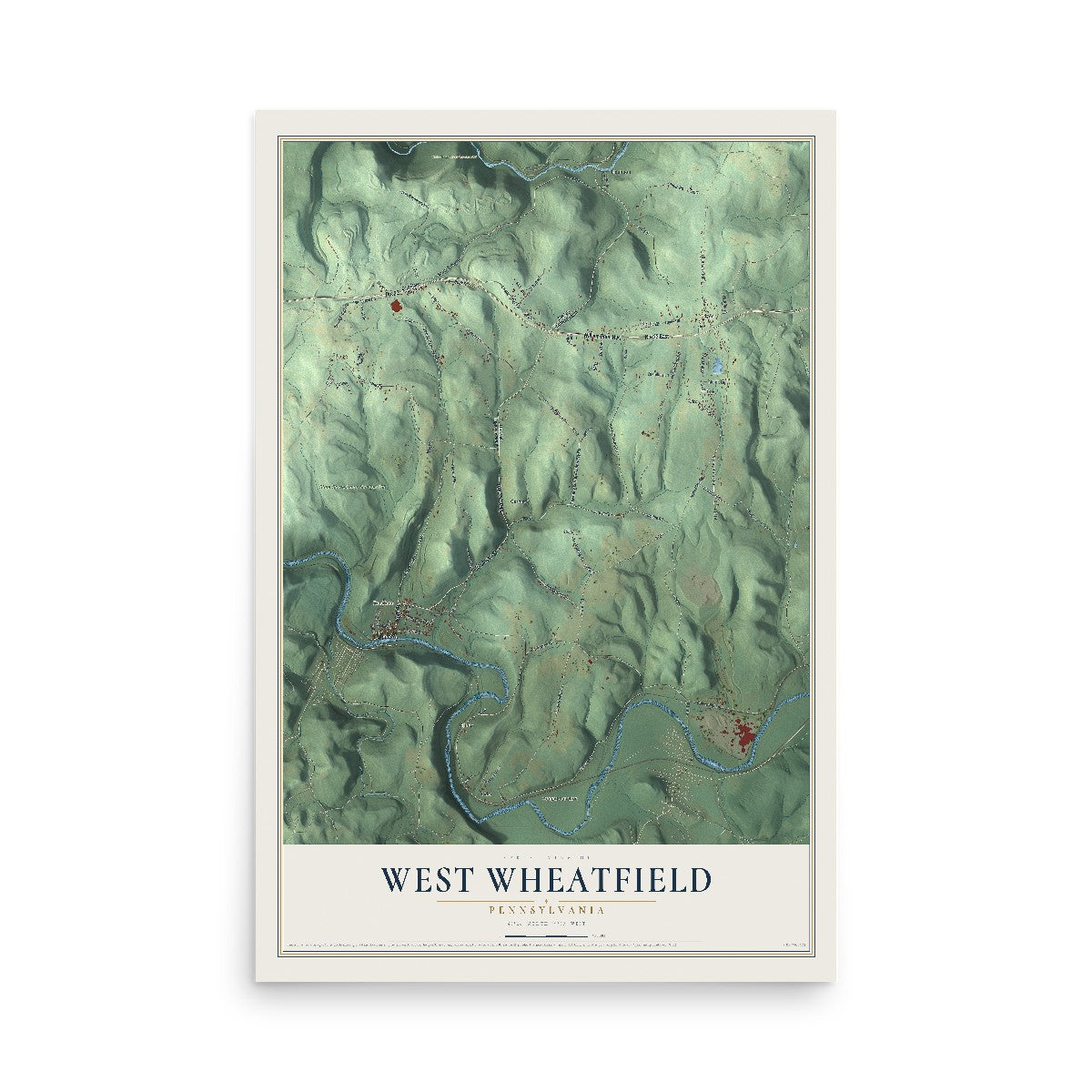 Map of West Wheatfield, Pennsylvania, 12 x 18 inch unframed archival matte print