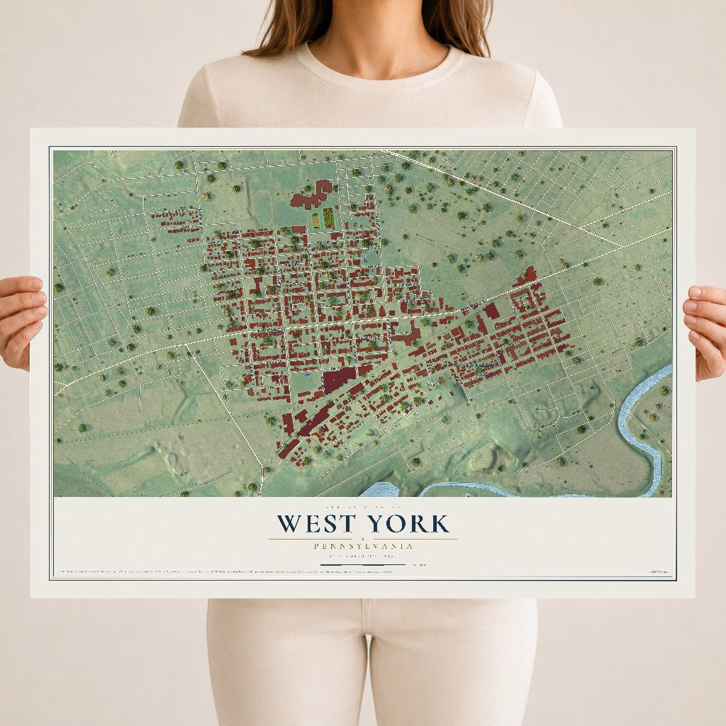 Map of West York, Pennsylvania, 18 x 24 inch unframed archival matte print