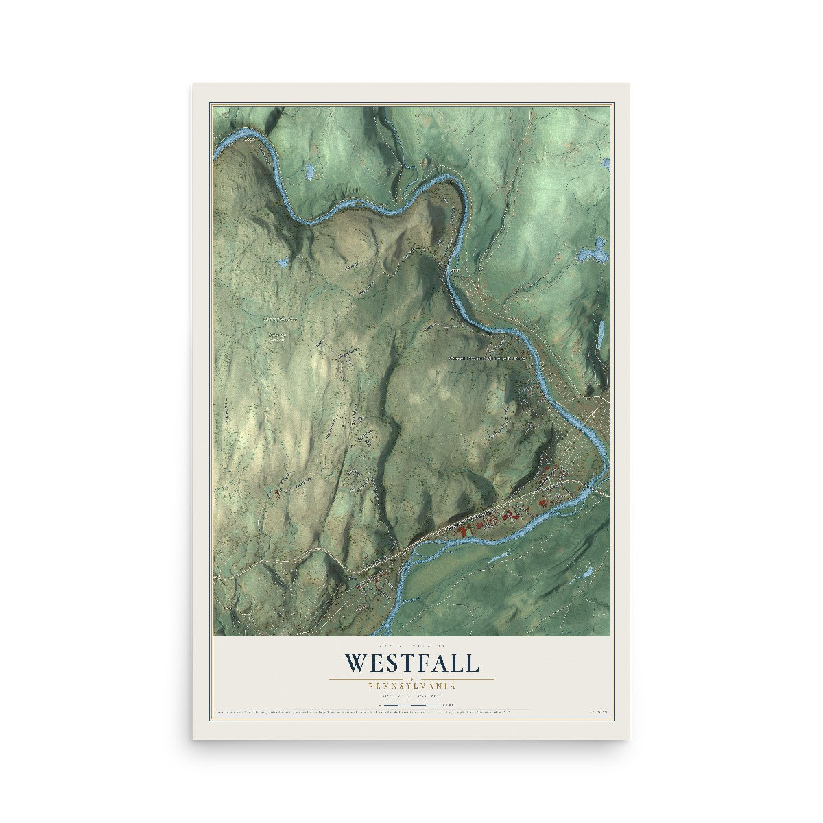 Map of Westfall, Pennsylvania, 12 x 18 inch unframed archival matte print
