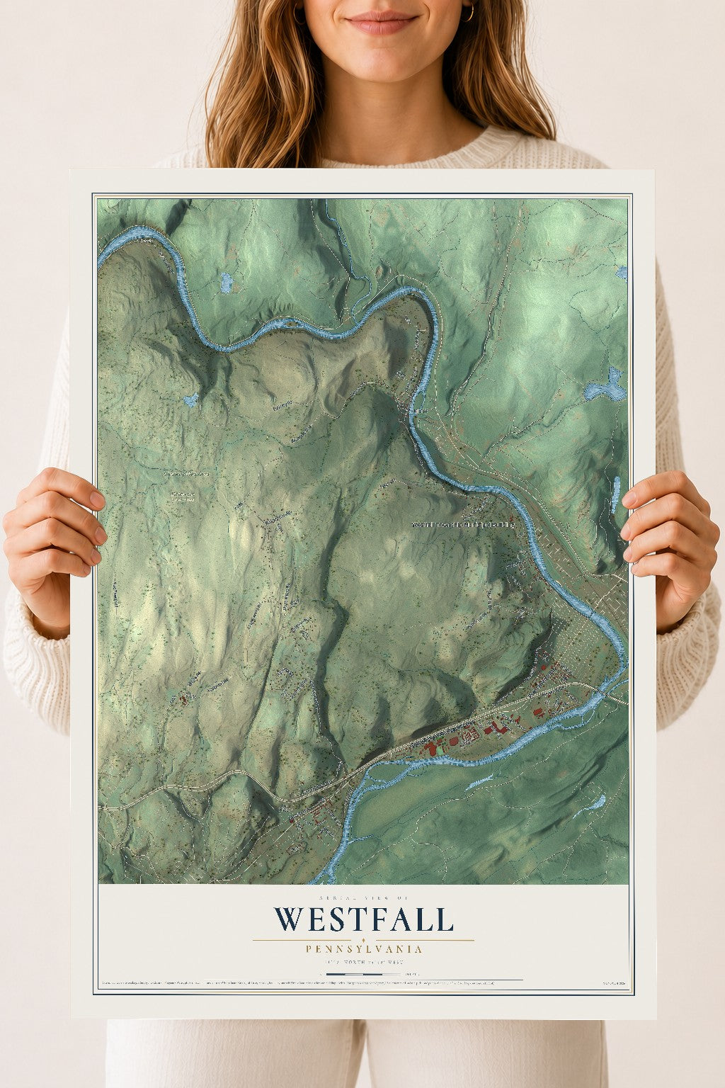 Map of Westfall, Pennsylvania, 18 x 24 inch unframed archival matte print