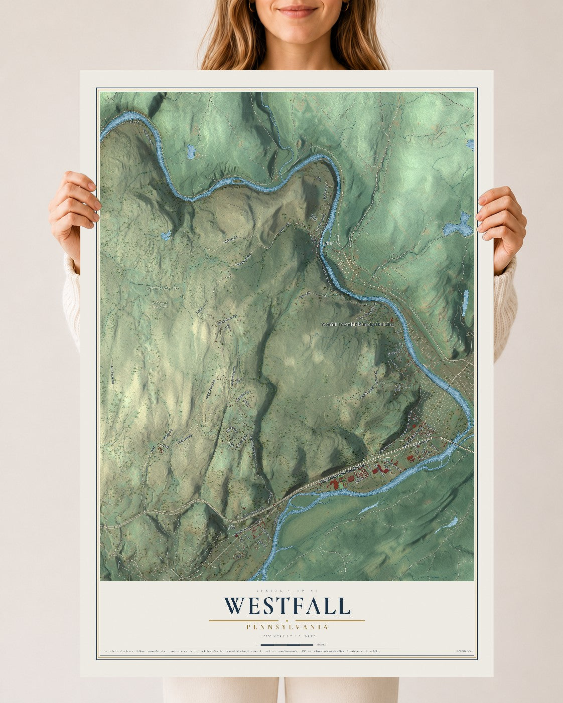 Map of Westfall, Pennsylvania, 24 x 36 inch unframed archival matte print