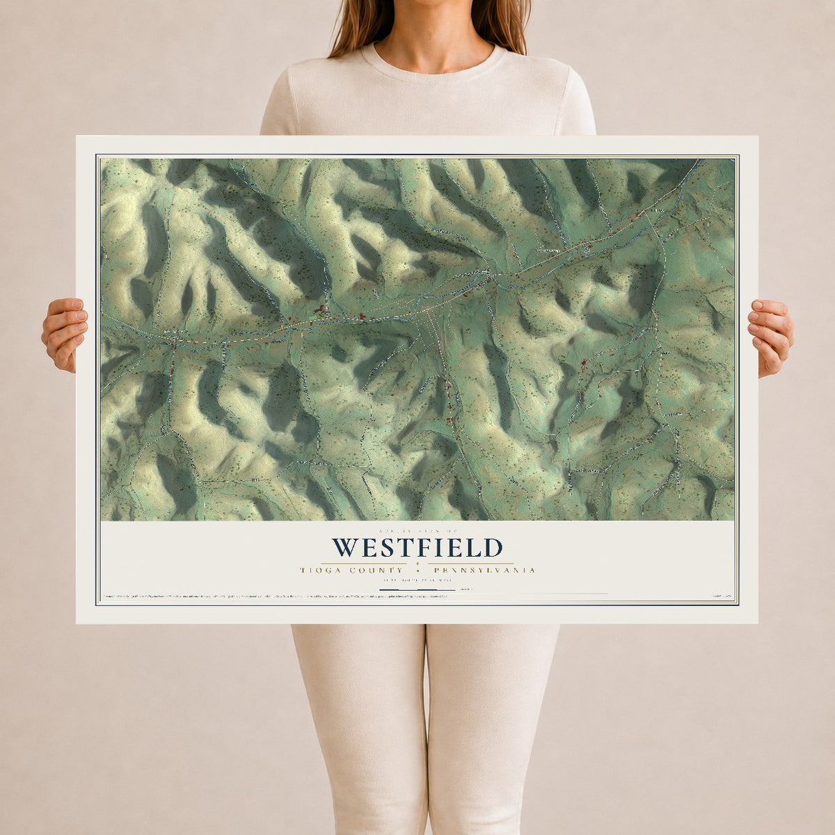 Map of Westfield, Tioga County, Pennsylvania, 24 x 36 inch unframed archival matte print