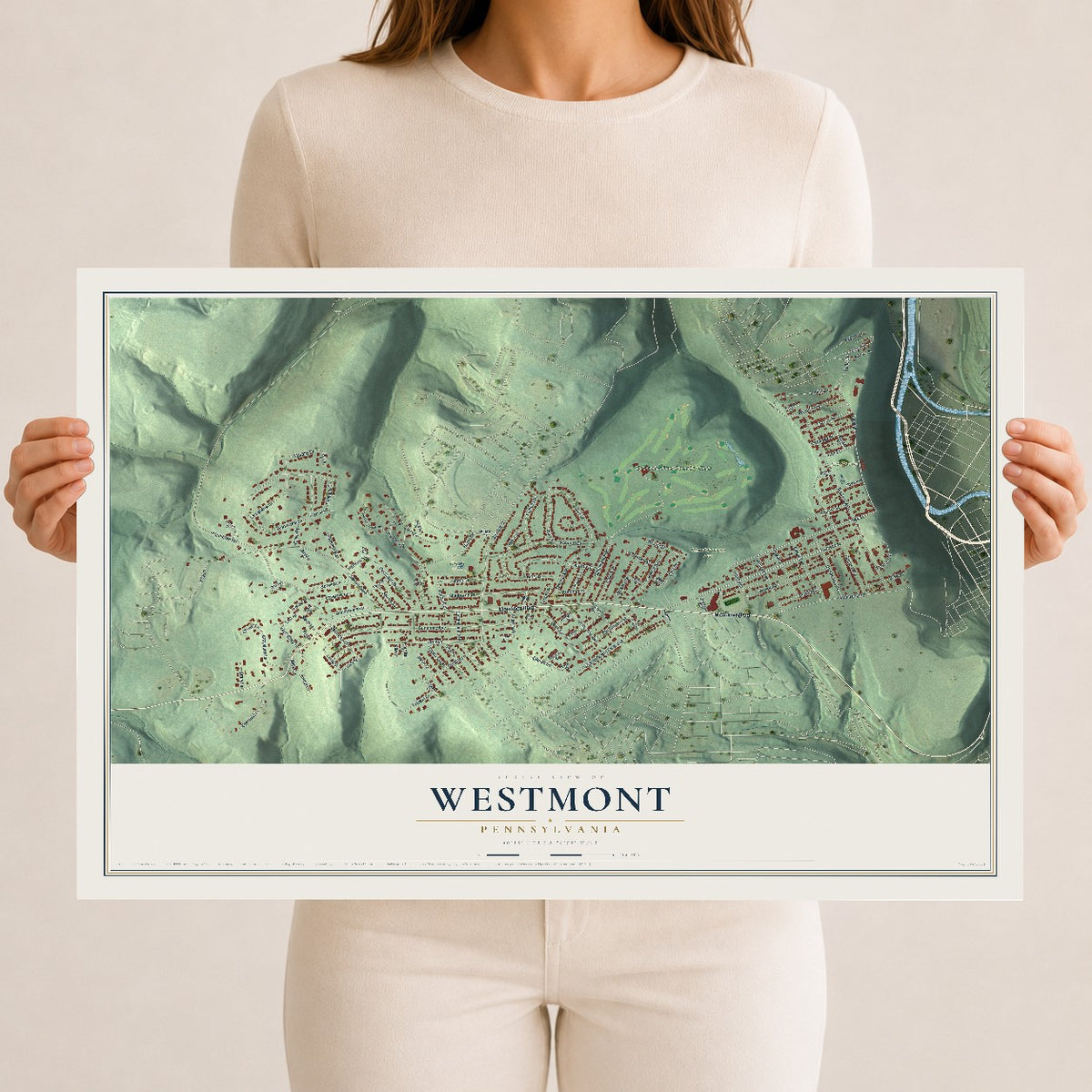 Map of Westmont, Pennsylvania, 12 x 18 inch unframed archival matte print