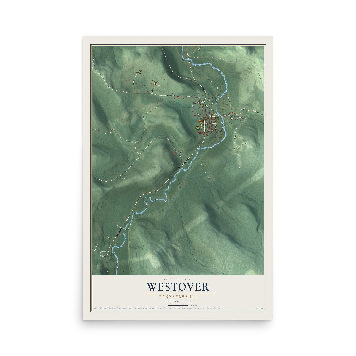 Map of Westover, Pennsylvania, 12 x 18 inch unframed archival matte print