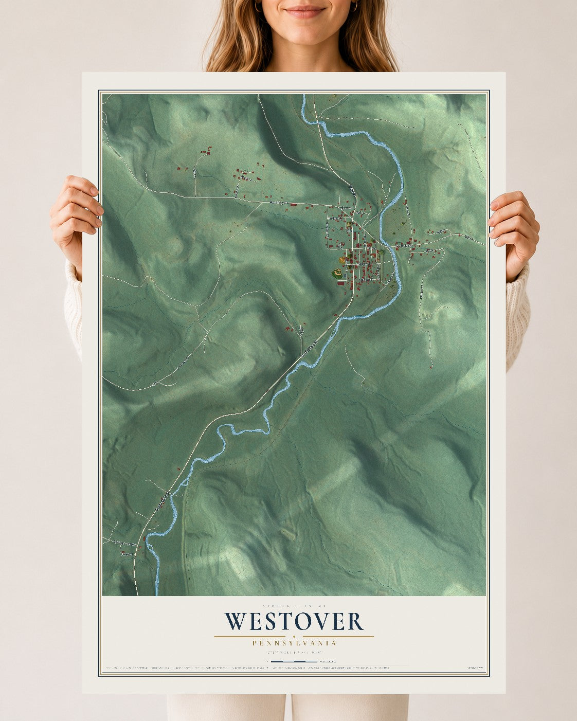 Map of Westover, Pennsylvania, 24 x 36 inch unframed archival matte print
