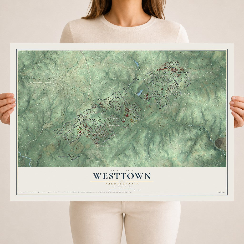 Map of Westtown, Pennsylvania, 18 x 24 inch unframed archival matte print