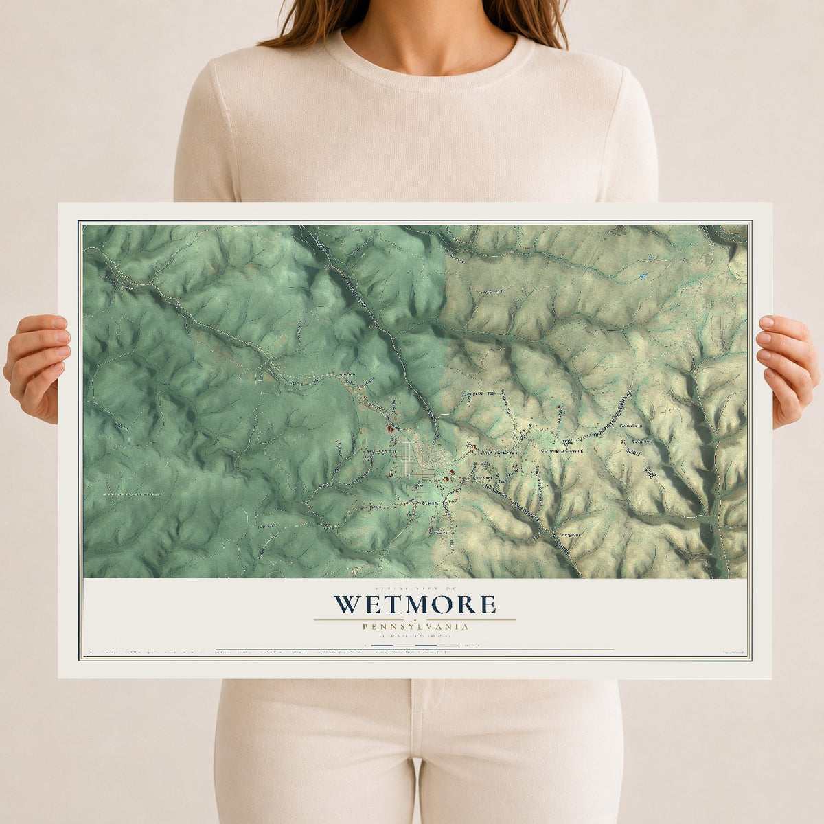 Map of Wetmore, Pennsylvania, 12 x 18 inch unframed archival matte print