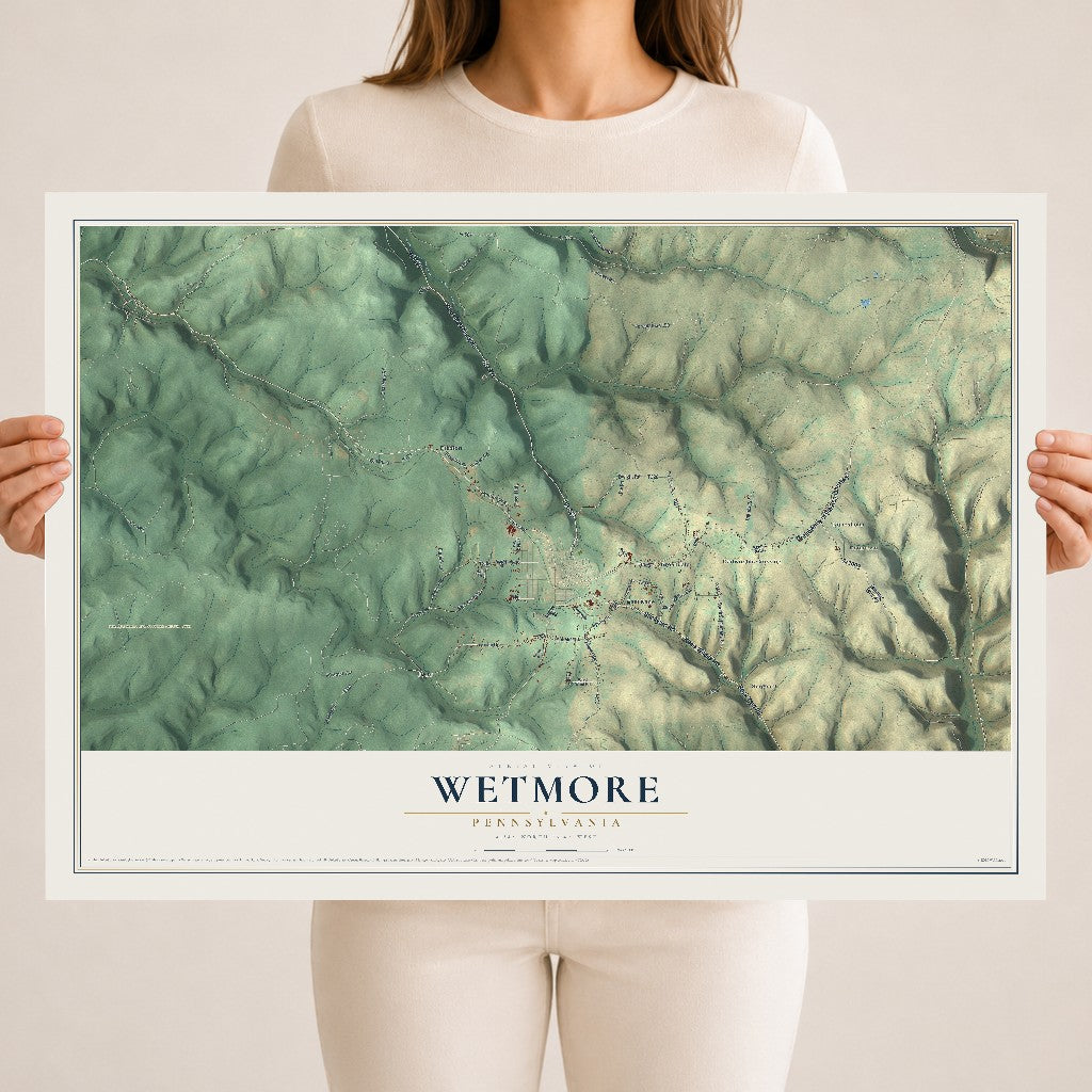 Map of Wetmore, Pennsylvania, 18 x 24 inch unframed archival matte print
