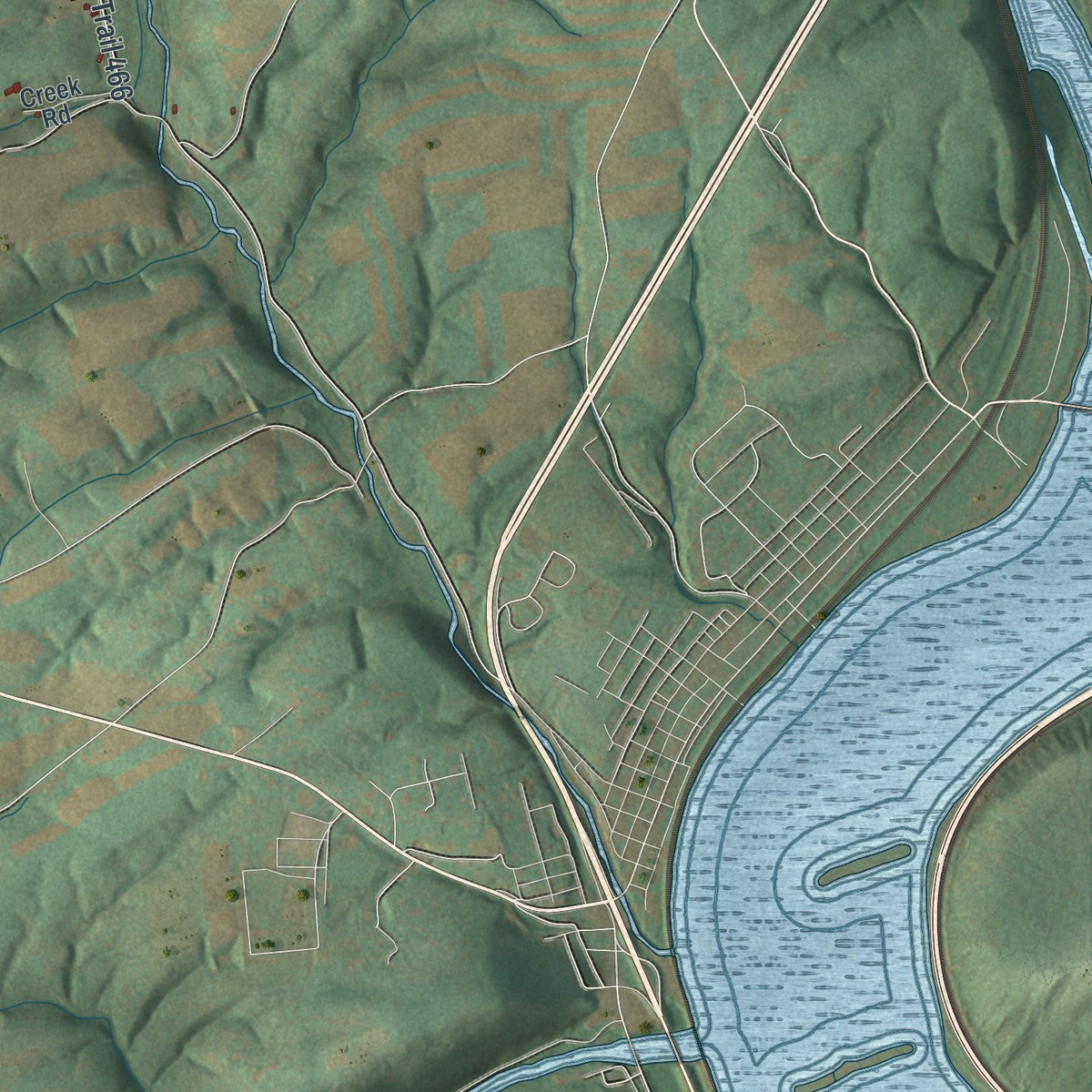 Close-up of the map of Wheatfield, Pennsylvania print showing street and building detail
