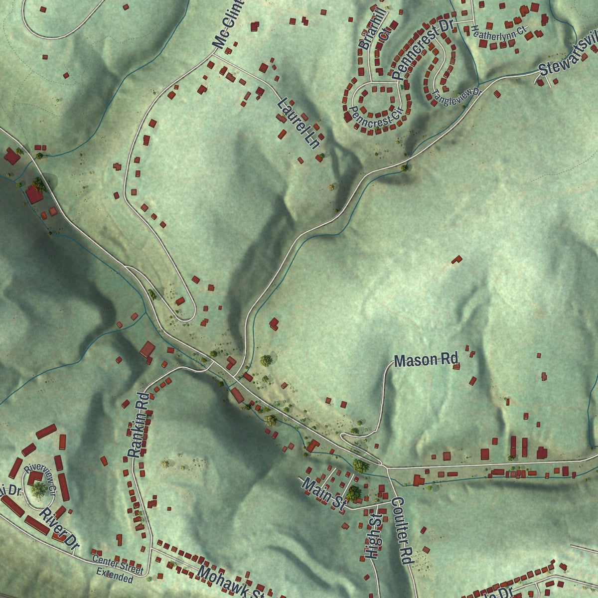 Second close-up of the map of White Oak, Pennsylvania print showing more streets and buildings