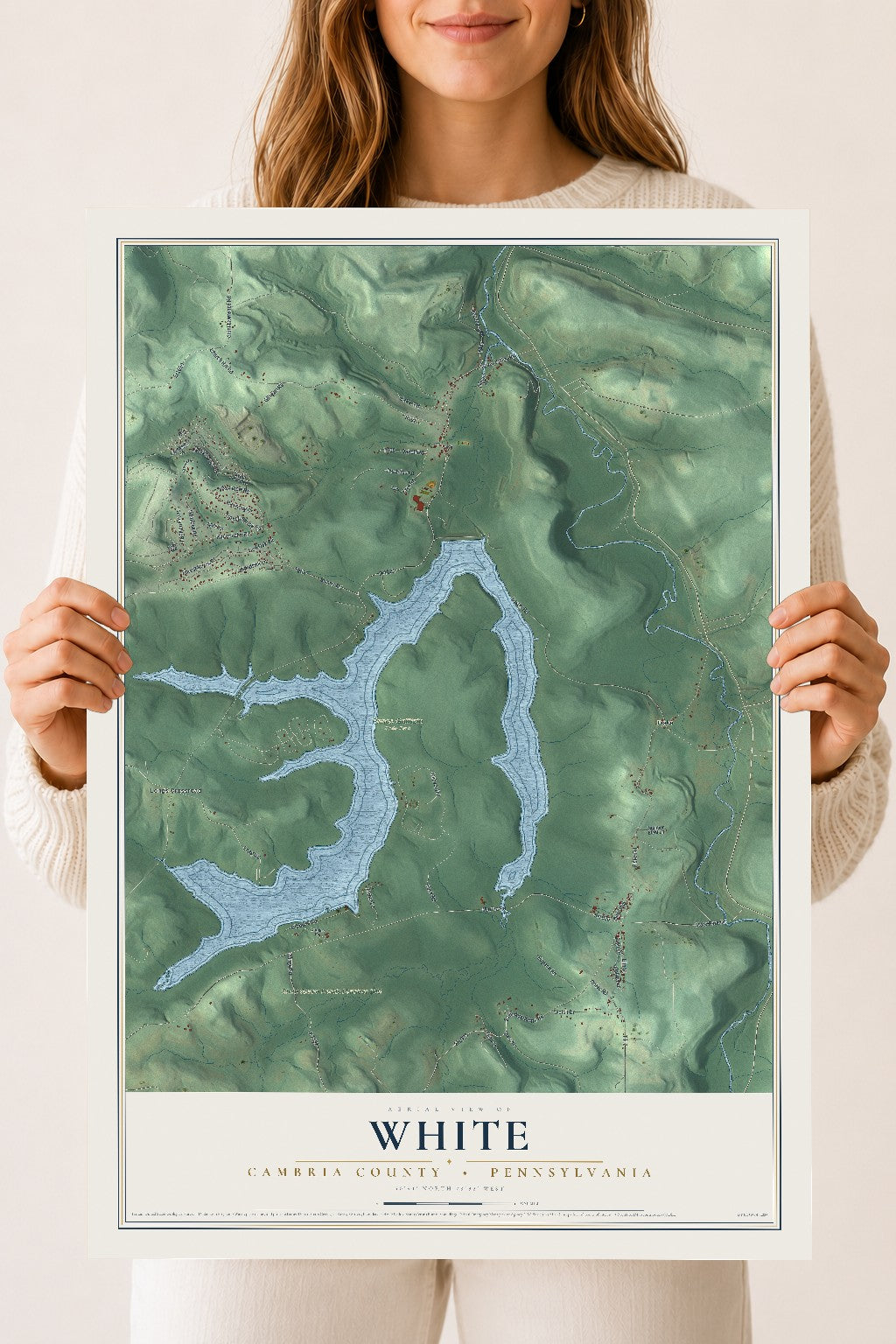 Map of White, Cambria County, Pennsylvania, 18 x 24 inch unframed archival matte print