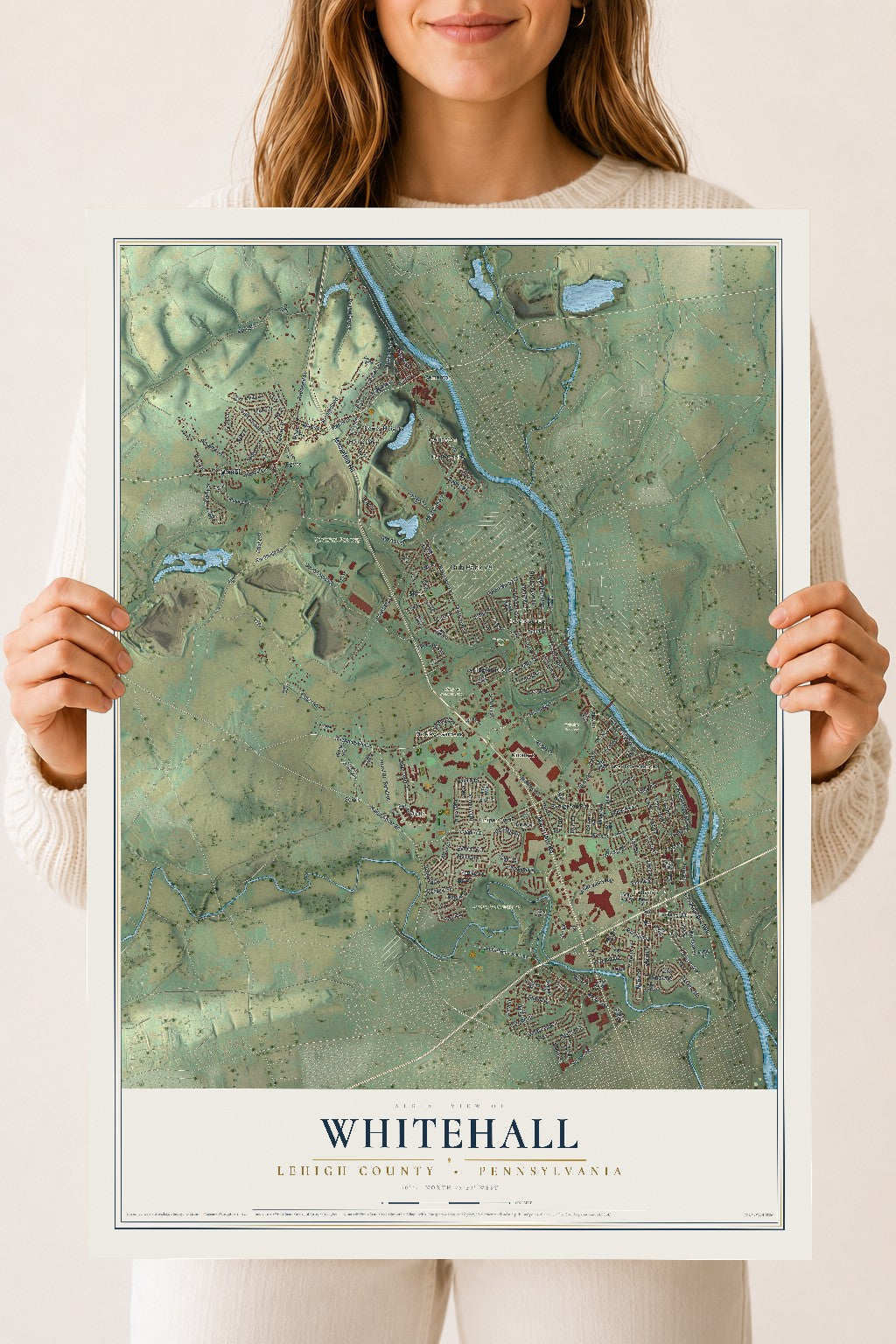 Map of Whitehall, Lehigh County, Pennsylvania, 18 x 24 inch unframed archival matte print