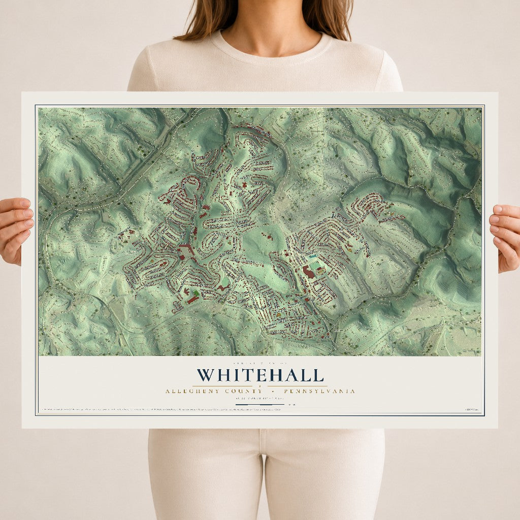 Map of Whitehall, Allegheny County, Pennsylvania, 18 x 24 inch unframed archival matte print